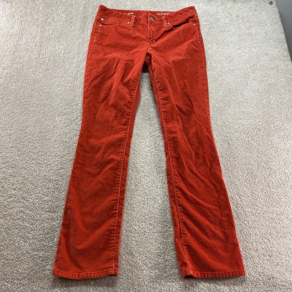 Gap 1969 Corduroy Pants Womens 30/10 Orange Real Straight Frame Mid Rise